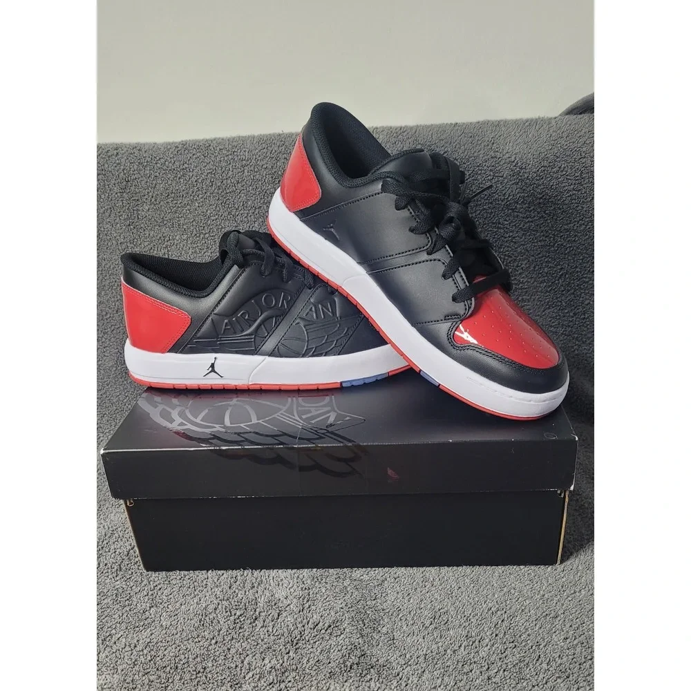 Jordan Nu Retro 1 Low Bred Black Varsity Red White DV5141-006 Mens Size 10